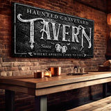 Haunted Graveyard Tavern Halloween Sign II - Tailored Canvases - Flyclothing LLC