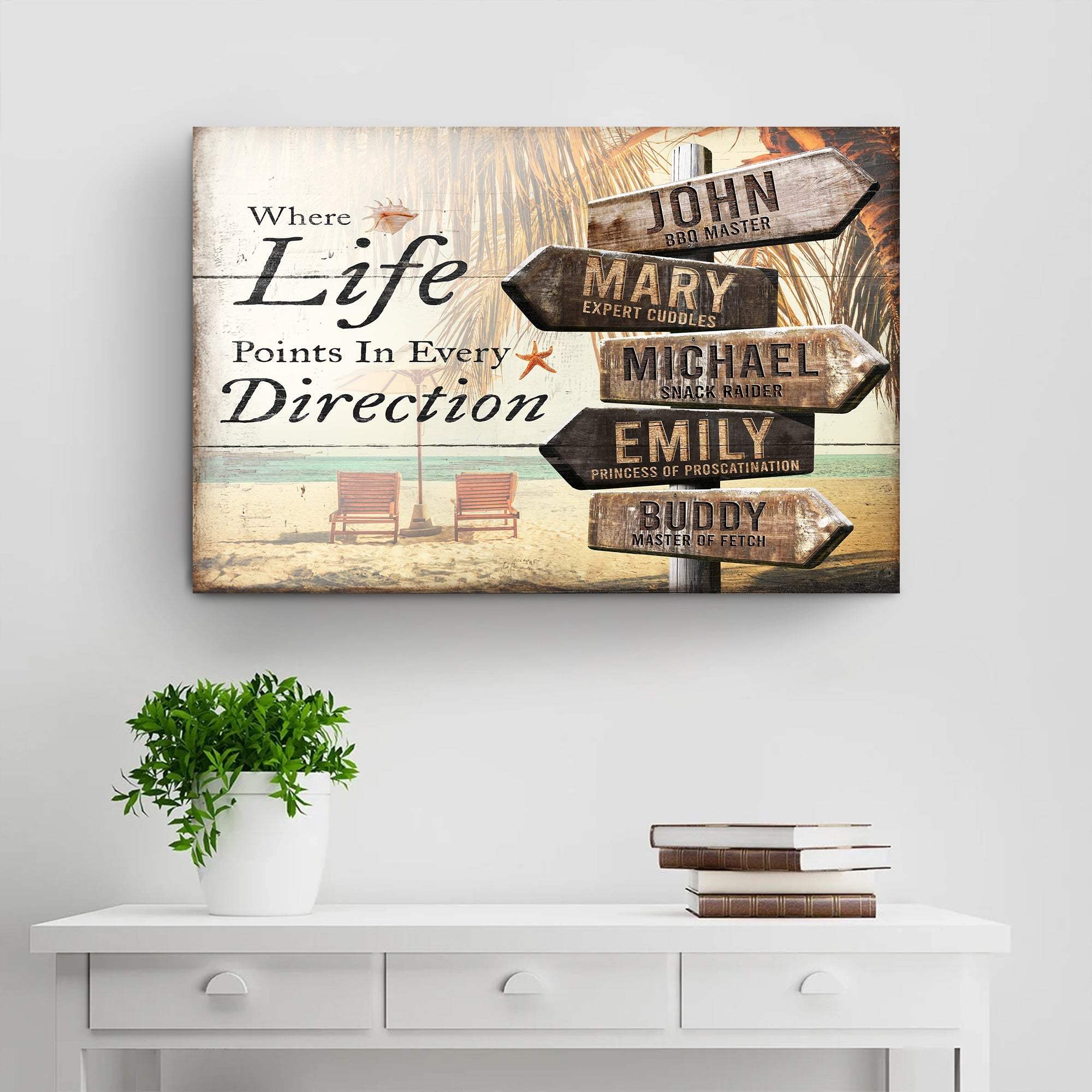 Where Life Points In Every Direction Beach Family Names Sign - Tailored Canvases - Flyclothing LLC
