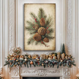Vintage Winter Pine Cone Christmas Wall Art III - Tailored Canvases - Flyclothing LLC