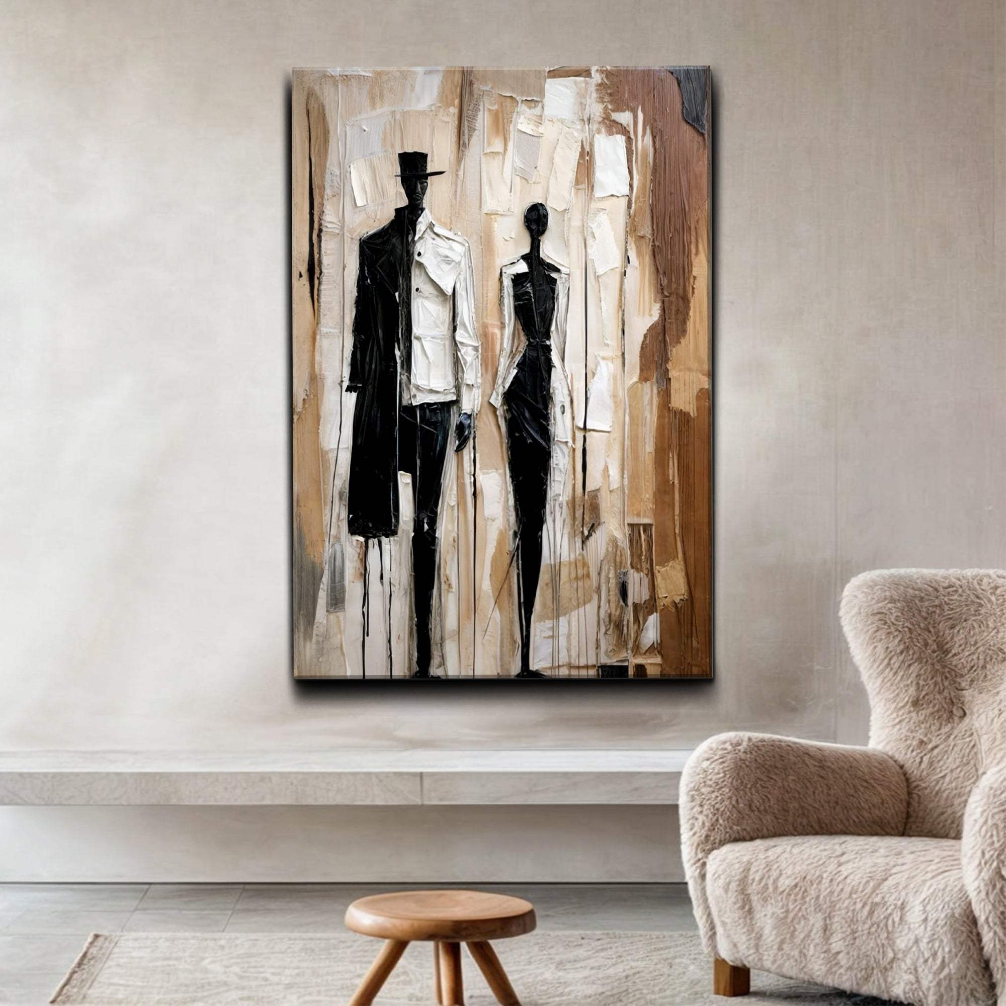 Modern Abstract Couple Wall Art - Tailored Canvases - Flyclothing LLC
