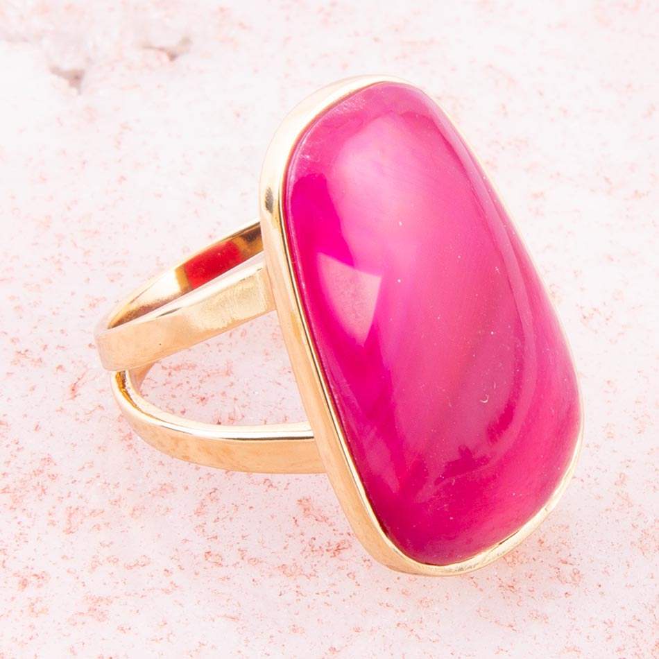 Madeleine Pink Agate Golden Ring - Barse Jewelry - Flyclothing LLC