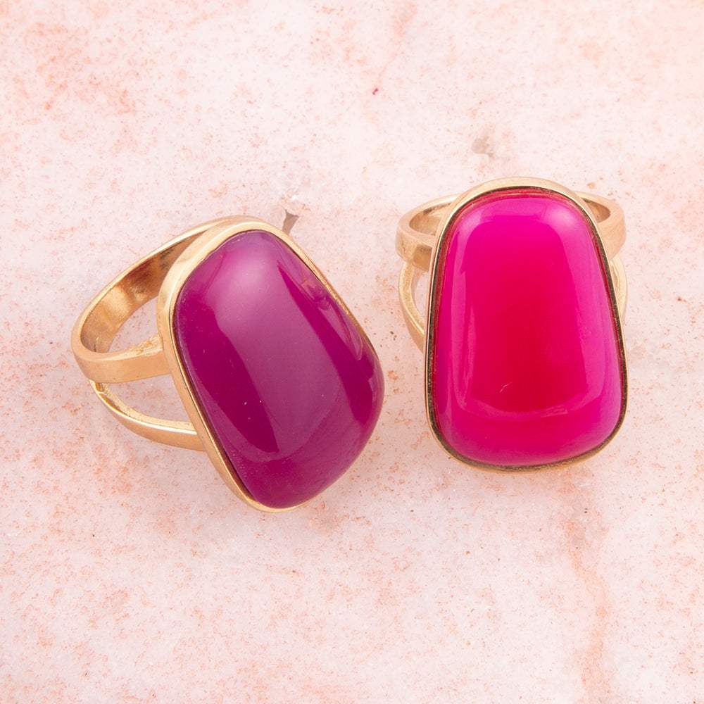 Madeleine Pink Agate Golden Ring - Barse Jewelry - Flyclothing LLC