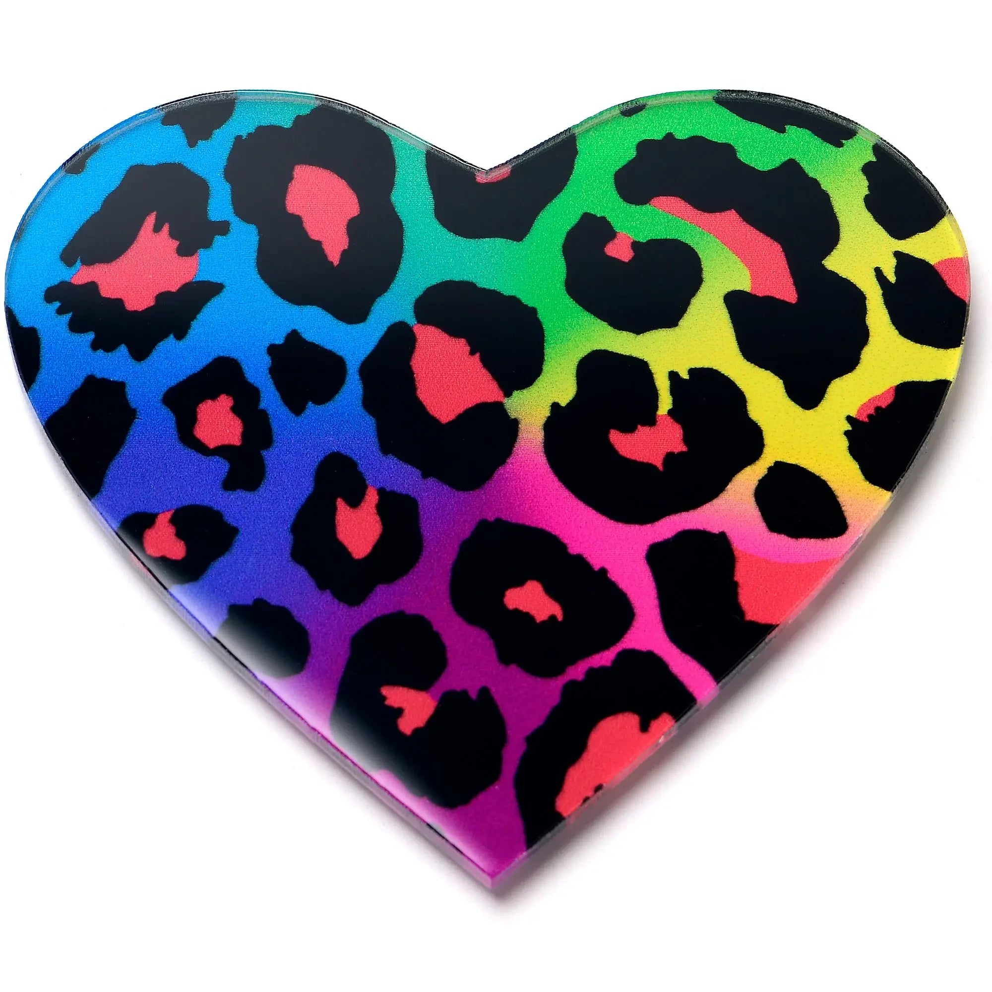 Acrylicious Rainbow Cheetah Print Heart Magnet by Onyx O - BodyCandy - Flyclothing LLC