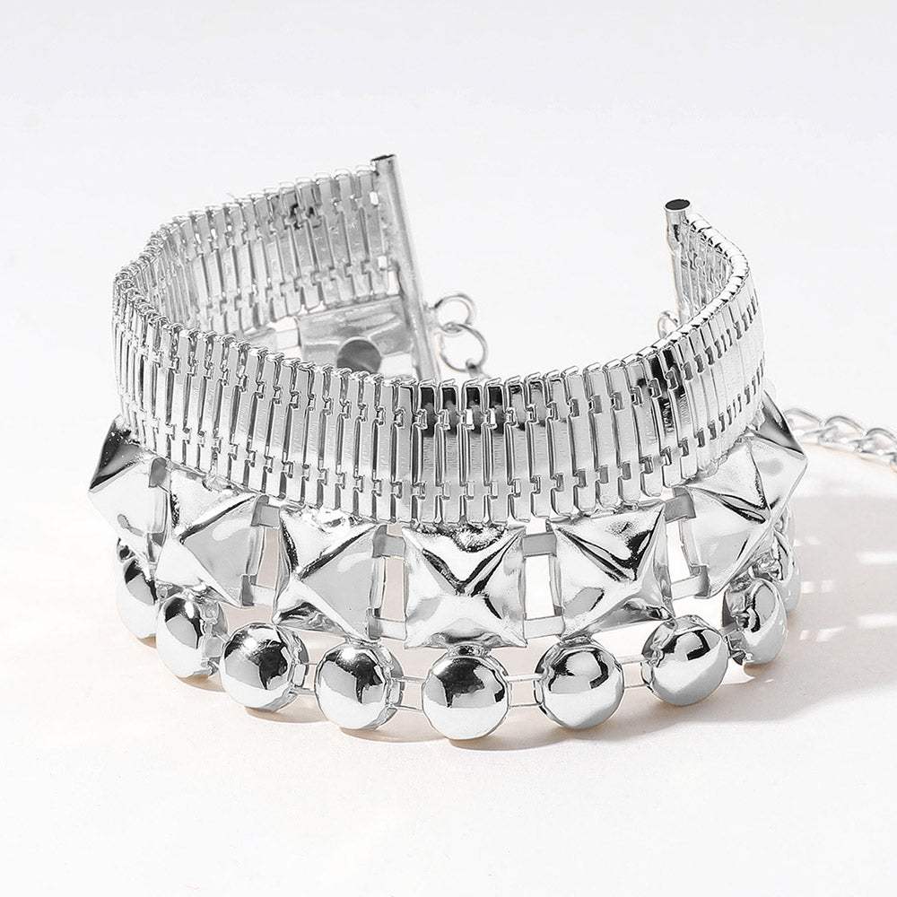 Abstract Metal Wide Bracelet - Madeline Love - Flyclothing LLC
