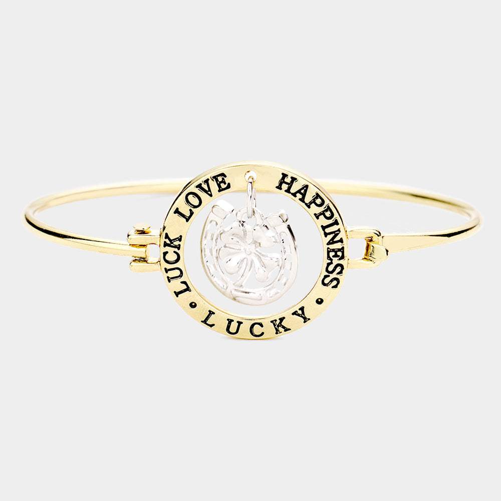 "Luck Love Happiness Lucky" Four Leaf Clover Hook Bracelet - Madeline Love - Flyclothing LLC