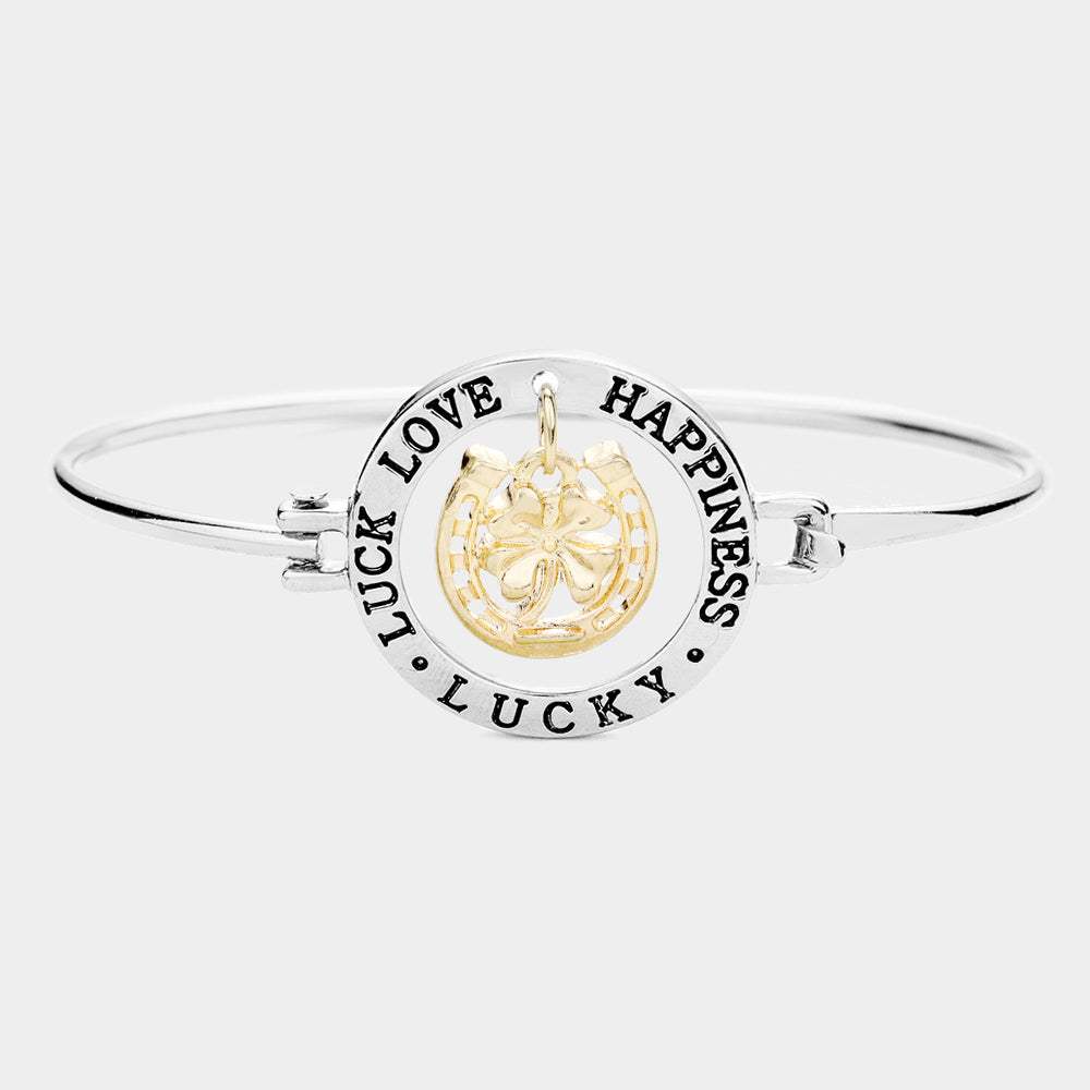 "Luck Love Happiness Lucky" Four Leaf Clover Hook Bracelet - Madeline Love - Flyclothing LLC