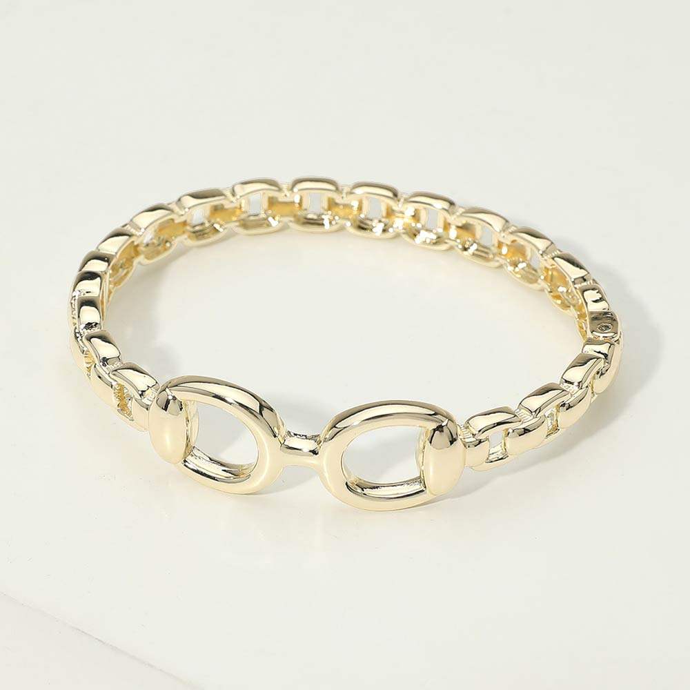 14K Gold Plated Interlocking Center Hinged Bangle Bracelet - Madeline Love - Flyclothing LLC