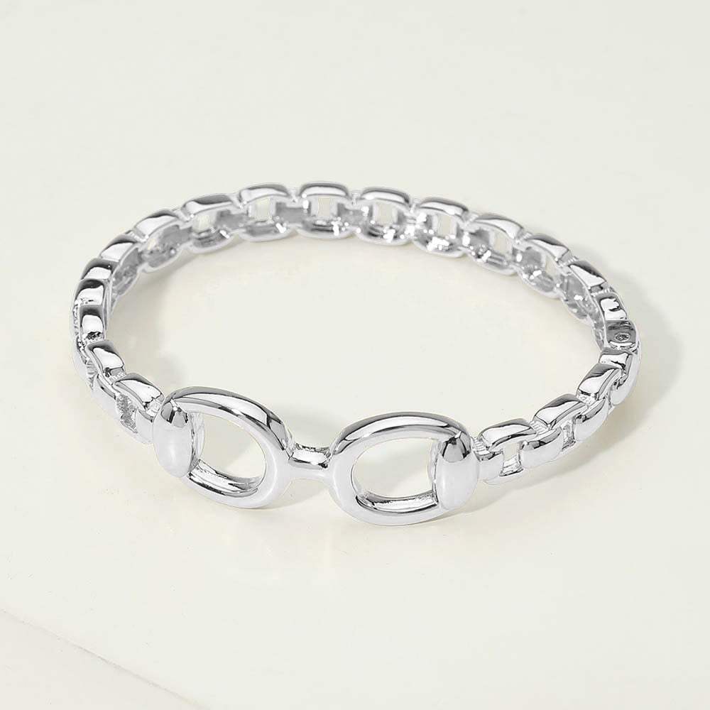 14K Gold Plated Interlocking Center Hinged Bangle Bracelet - Madeline Love - Flyclothing LLC