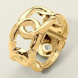 Bold Metal Sculptural Chain Link Hinged Bangle Bracelet - Madeline Love - Flyclothing LLC