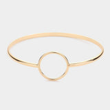 Open Metal Circle Accented Bangle Bracelet - Madeline Love - Flyclothing LLC
