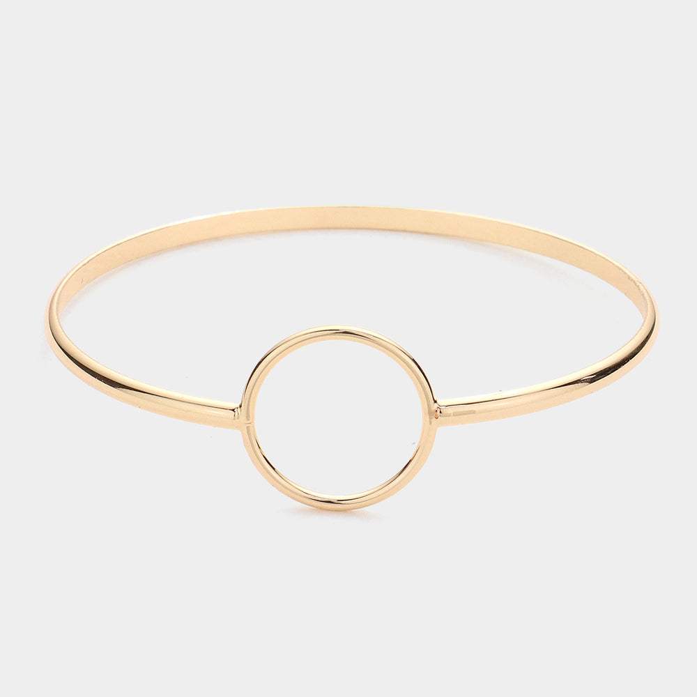 Open Metal Circle Accented Bangle Bracelet - Madeline Love - Flyclothing LLC