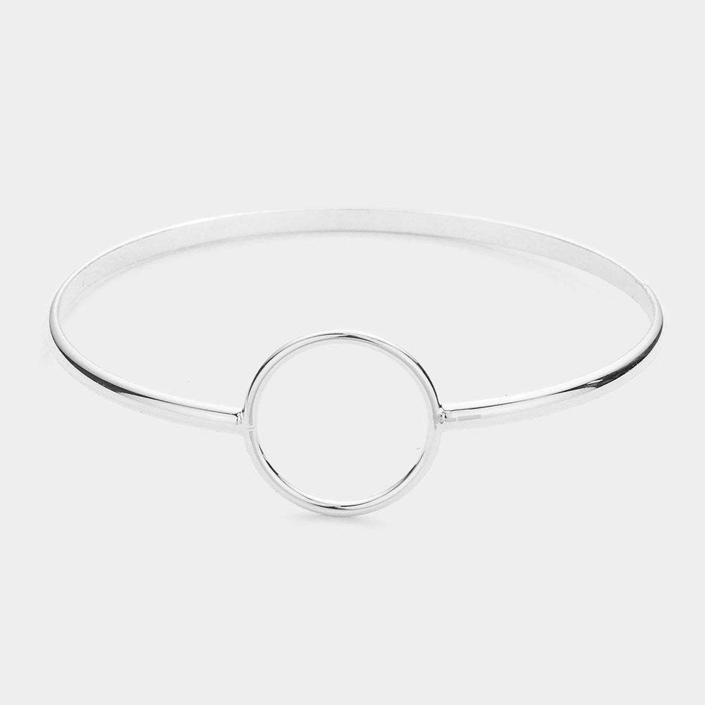 Open Metal Circle Accented Bangle Bracelet - Madeline Love - Flyclothing LLC