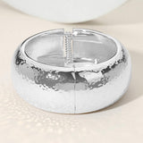 Chunky Hammered Metal Hinged Bangle Bracelet - Madeline Love - Flyclothing LLC