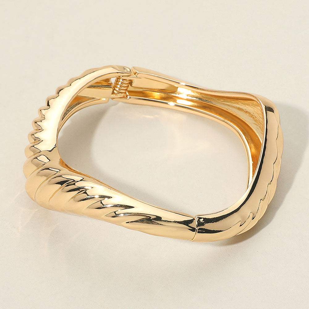Textured Metal Sculptural Hinged Bangle Bracelet - Madeline Love - Flyclothing LLC