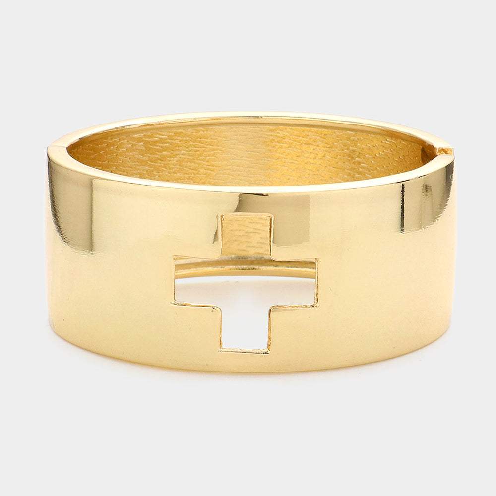 Hinged metal square cross bracelet - Madeline Love - Flyclothing LLC