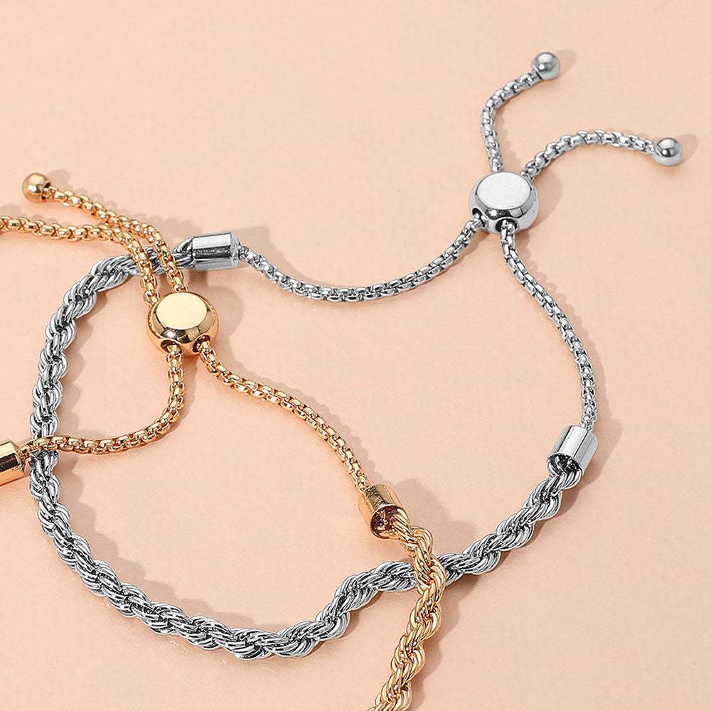 Metal Rope Adjustable Cinch Pull Tie Bracelet - Madeline Love - Flyclothing LLC