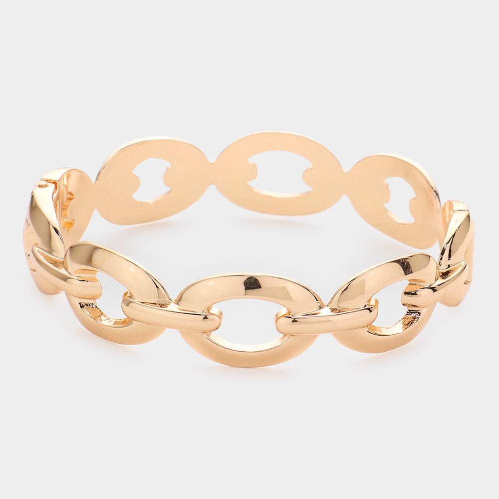 Open Metal Oval Link Hinged Bracelet - Madeline Love - Flyclothing LLC