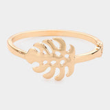 Metal Tropical Leaf Hinged Bracelet - Madeline Love - Flyclothing LLC
