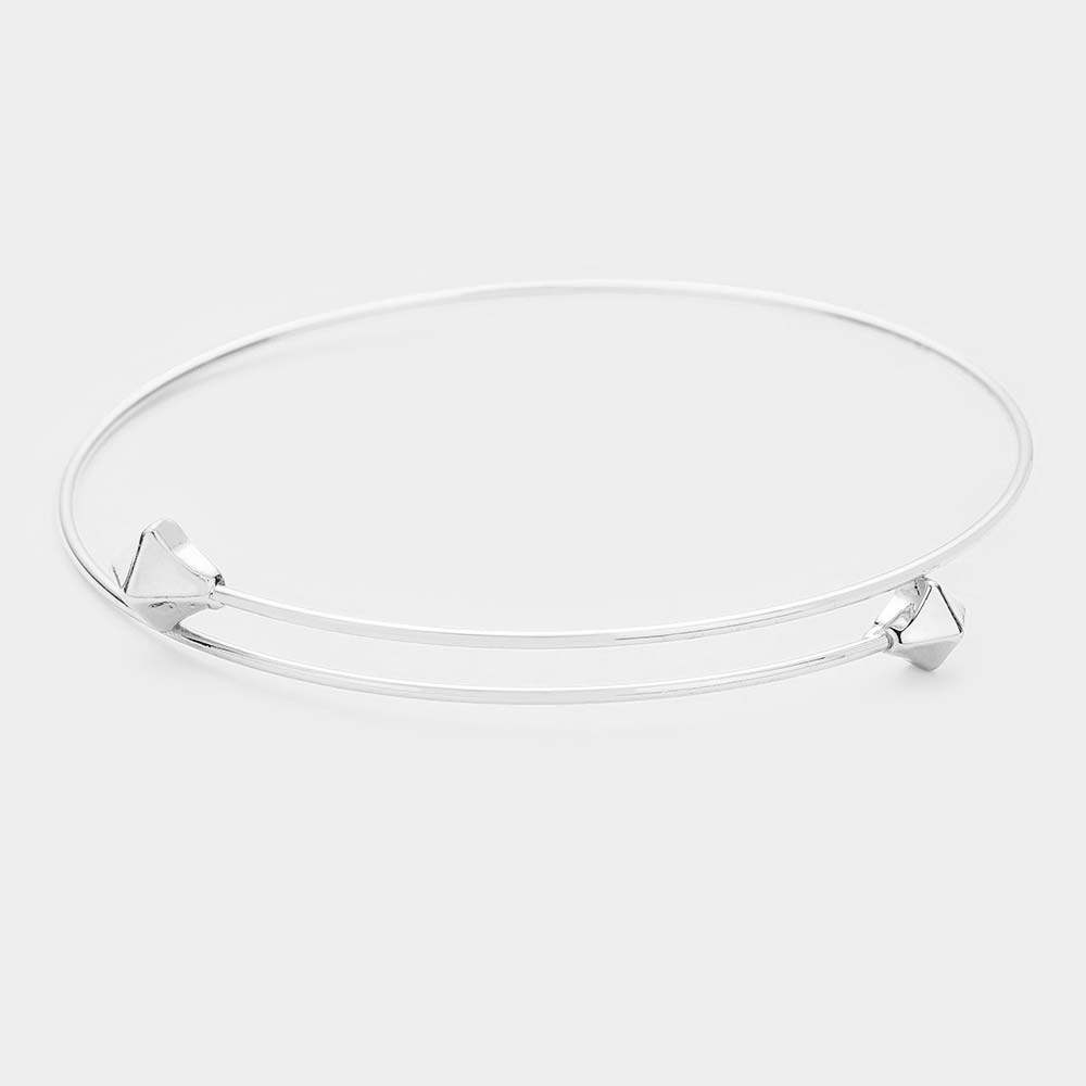 White Gold Dipped Metal Rhombus End Bracelet - Madeline Love - Flyclothing LLC