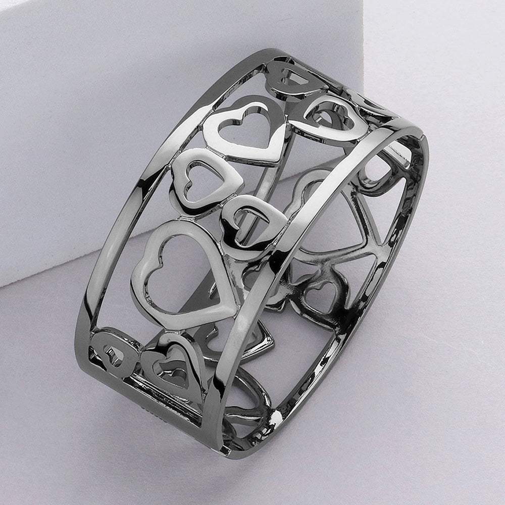 Hinged Heart Metal Bangle Bracelet - Madeline Love - Flyclothing LLC