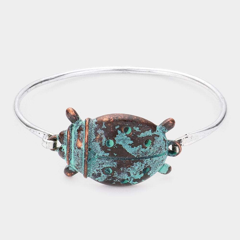 Verdigris Metal Ladybug Bangle Bracelet - Madeline Love - Flyclothing LLC