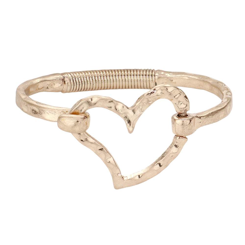Hammered Metal Heart Hook Bracelet - Madeline Love - Flyclothing LLC