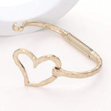 Hammered Metal Heart Hook Bracelet - Madeline Love - Flyclothing LLC