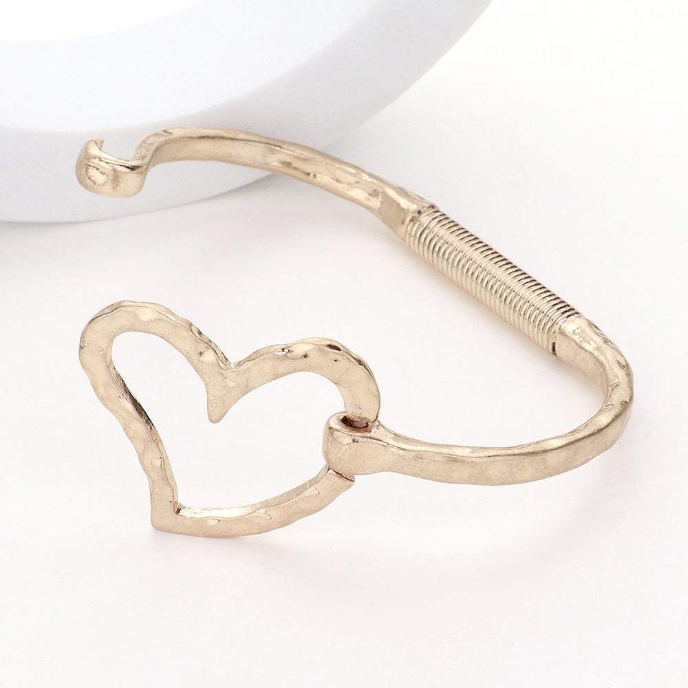 Hammered Metal Heart Hook Bracelet - Madeline Love - Flyclothing LLC