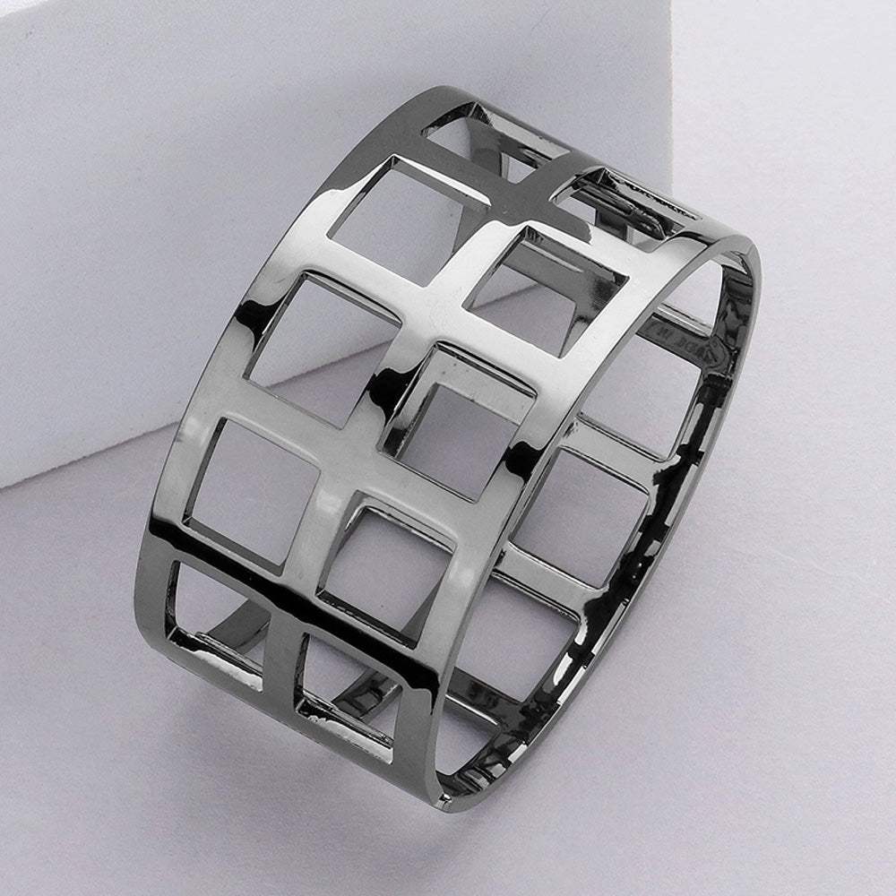 Metal Cage Hinged Bangle Bracelet - Madeline Love - Flyclothing LLC