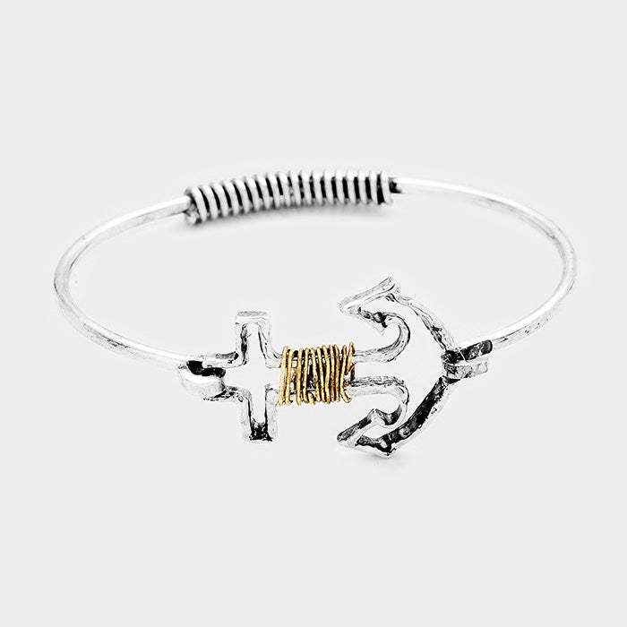 Wire Wrapped Anchor Metal Hook Bracelet - Madeline Love - Flyclothing LLC