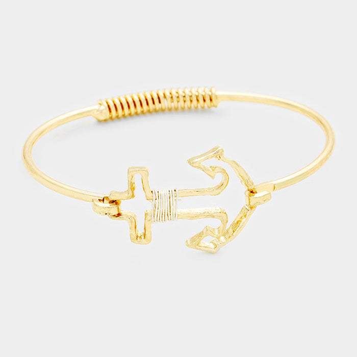 Wire Wrapped Anchor Metal Hook Bracelet - Madeline Love - Flyclothing LLC