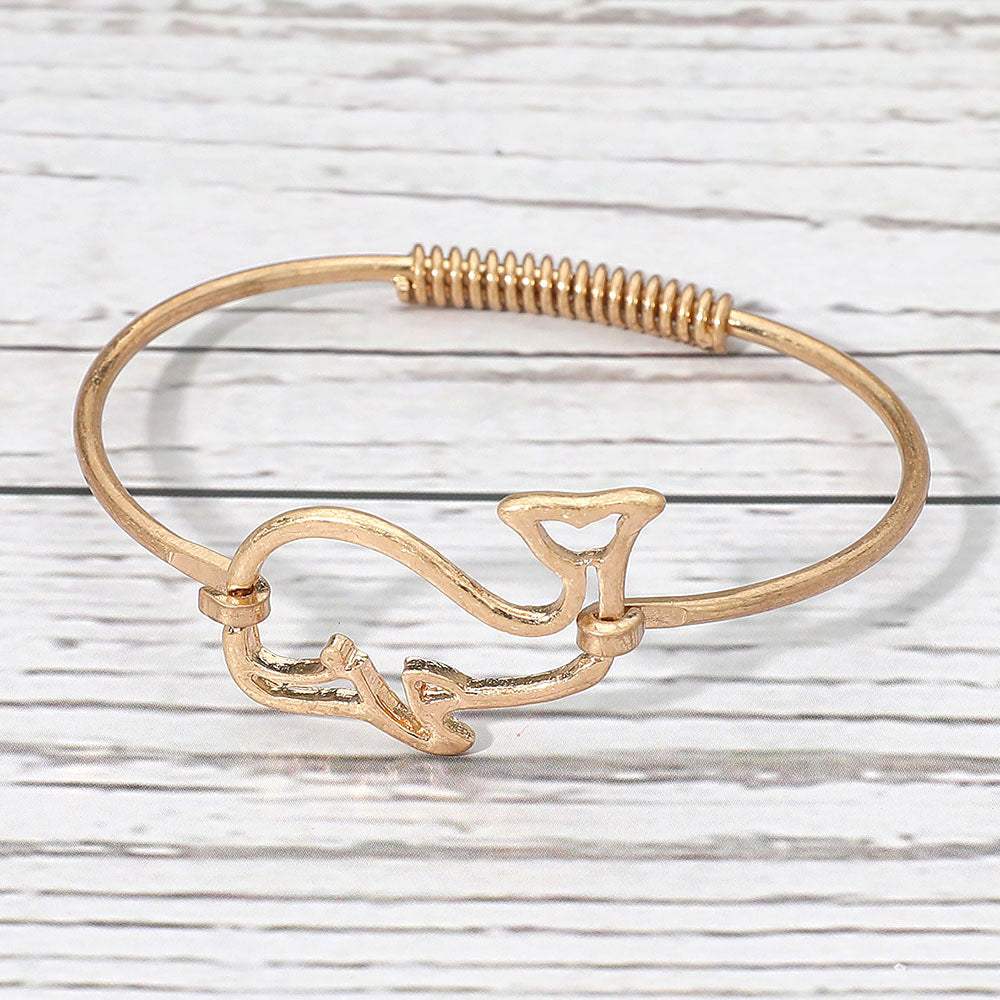 Metal Wire Whale Accent Bangle Bracelet - Madeline Love - Flyclothing LLC