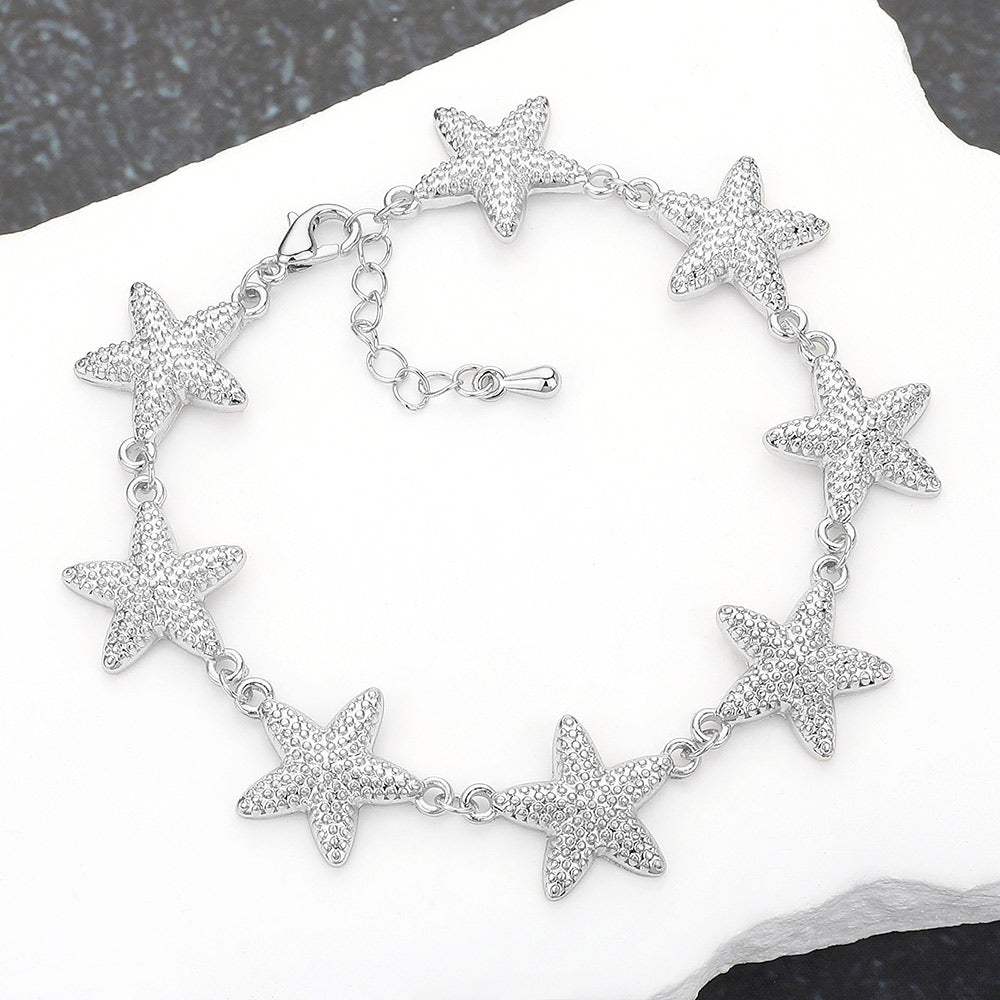Textured Metal Starfish Link Bracelet - Madeline Love - Flyclothing LLC