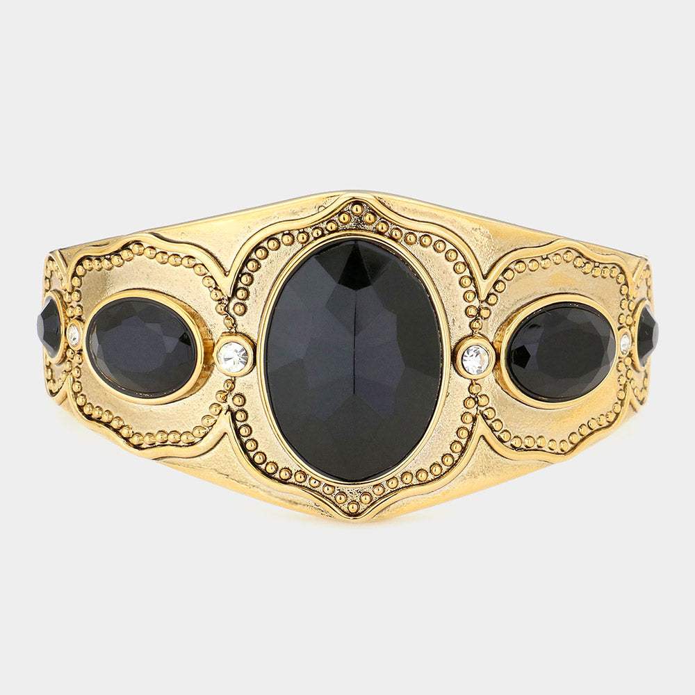 Oval Stone Accented Metal Bracelet - Madeline Love - Flyclothing LLC