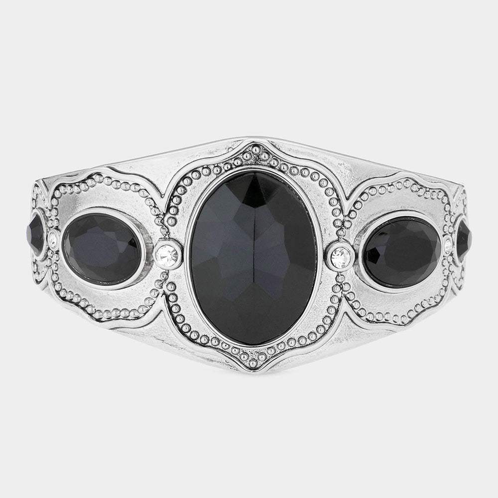 Oval Stone Accented Metal Bracelet - Madeline Love - Flyclothing LLC
