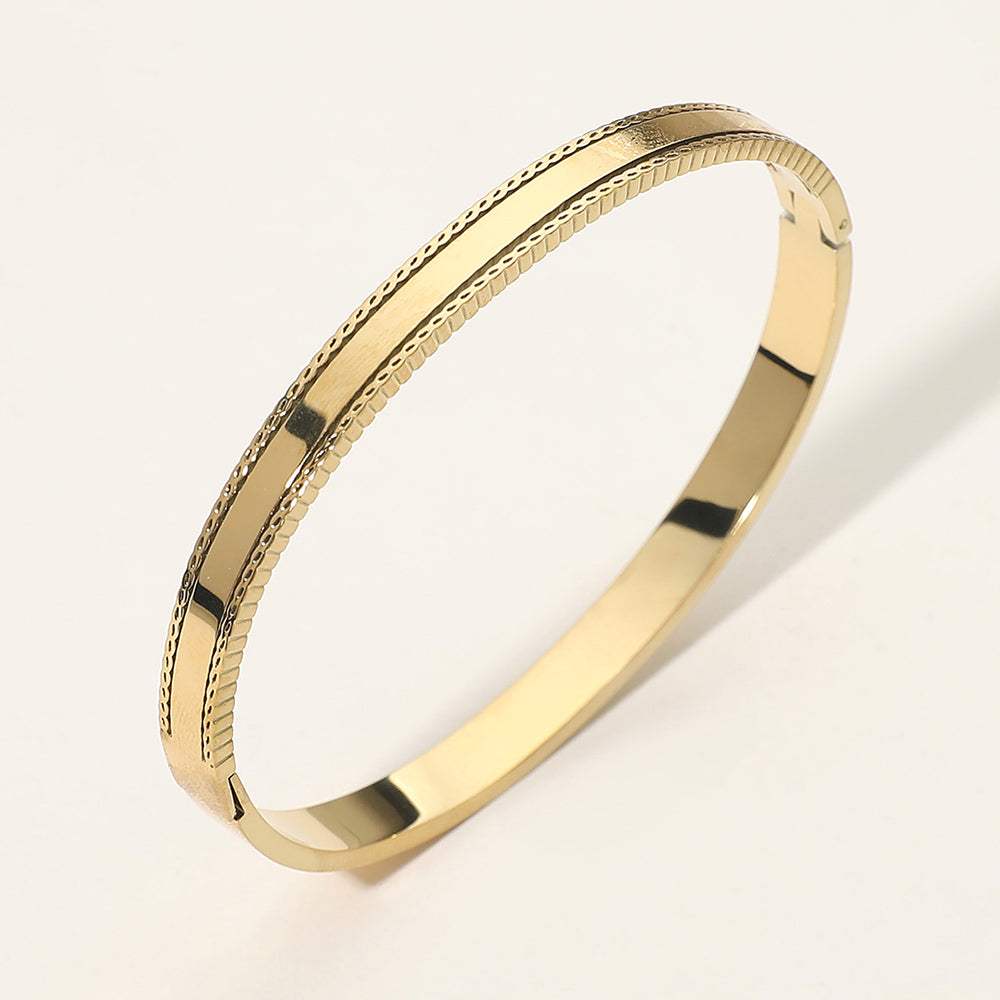 SECRET BOX_Stainless Steel Textured Hinged Bangle Bracelet - Madeline Love - Flyclothing LLC