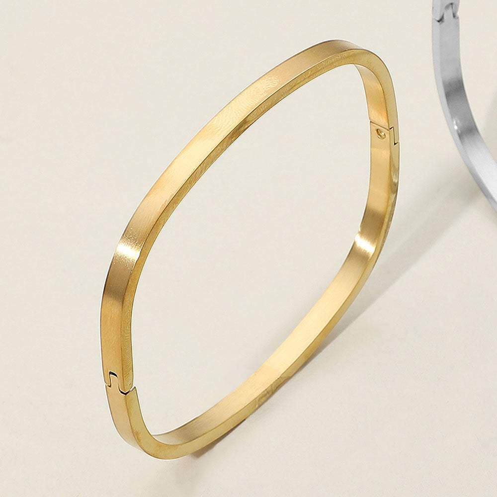 SECRET BOX_Stainless Steel Square Hinge Bangle Bracelet - Madeline Love - Flyclothing LLC