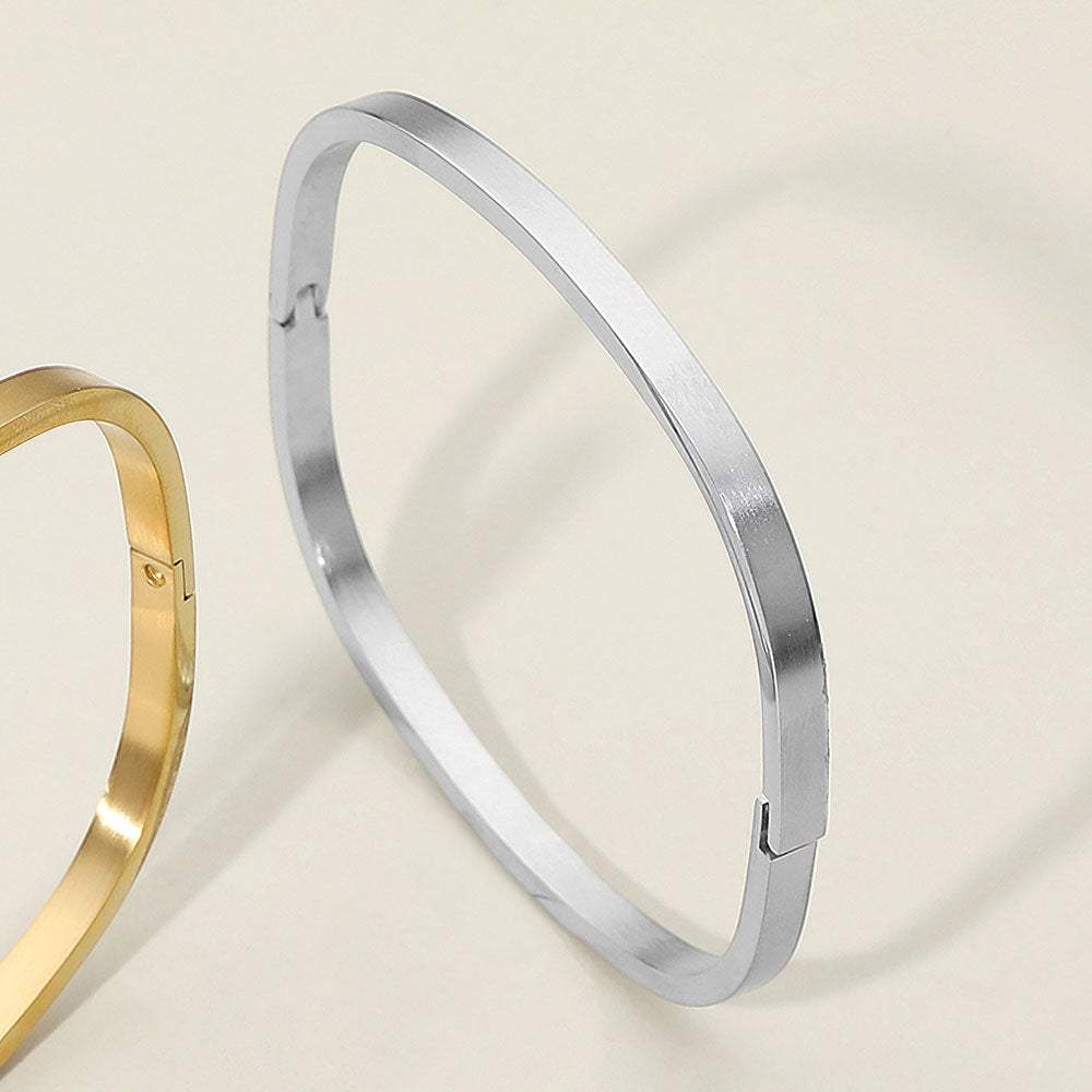 SECRET BOX_Stainless Steel Square Hinge Bangle Bracelet - Madeline Love - Flyclothing LLC