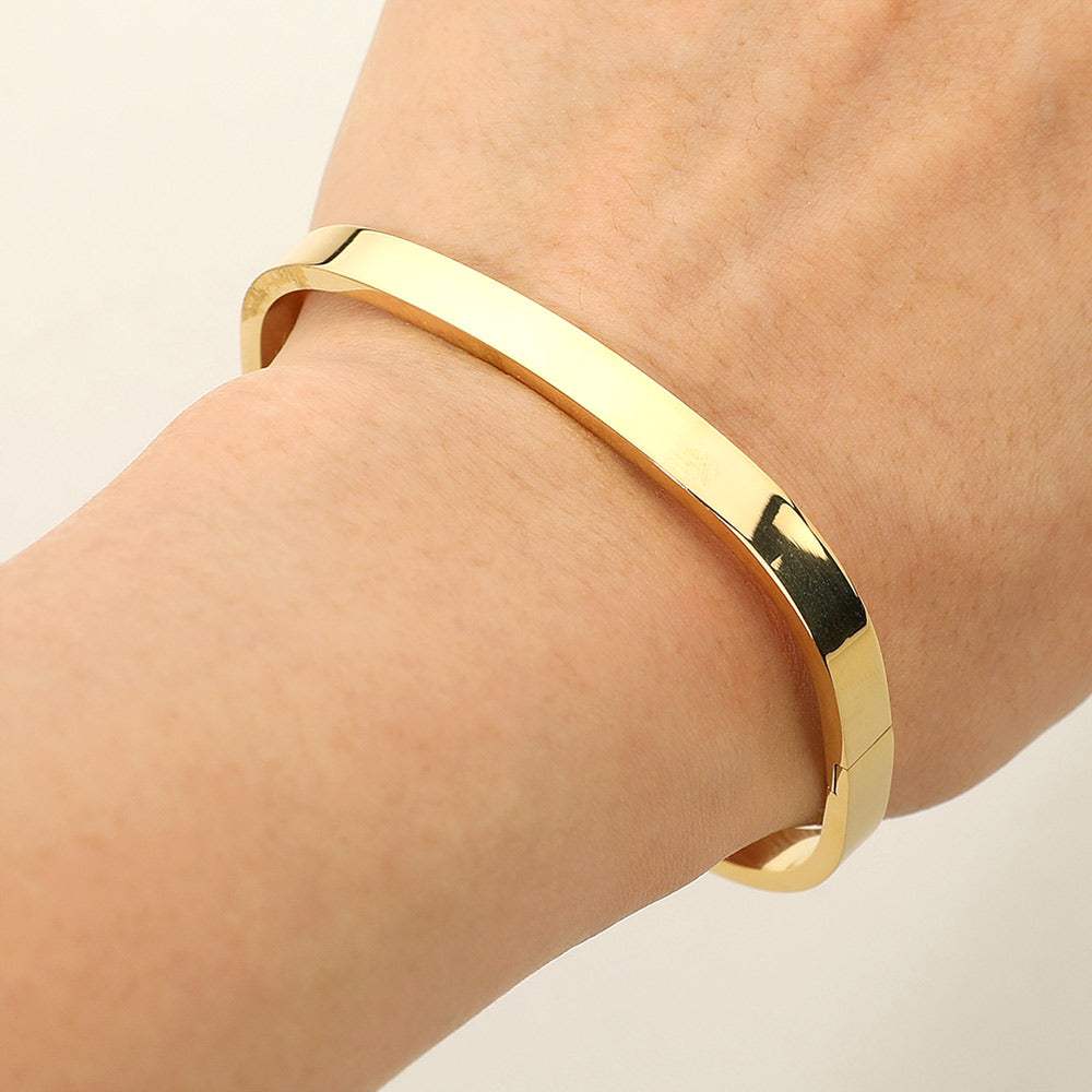 SECRET BOX_Stainless Steel Square Hinged Bangle Bracelet - Madeline Love - Flyclothing LLC