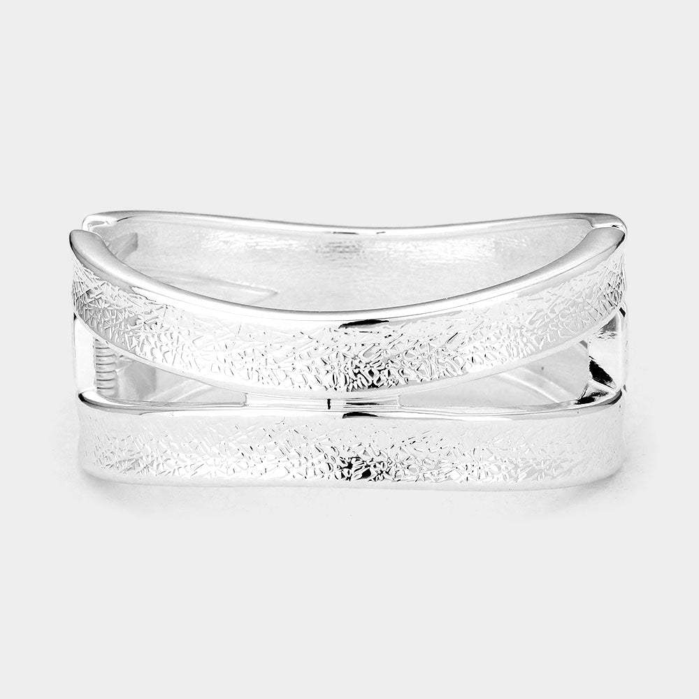 Textured Metal Bangle Bracelet - Madeline Love - Flyclothing LLC