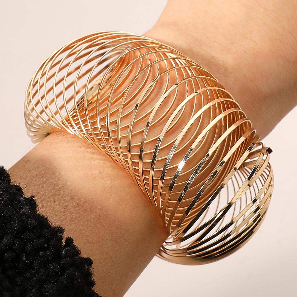 Modern Metal Cage Spiral Adjustable Statement Bracelet - Madeline Love - Flyclothing LLC