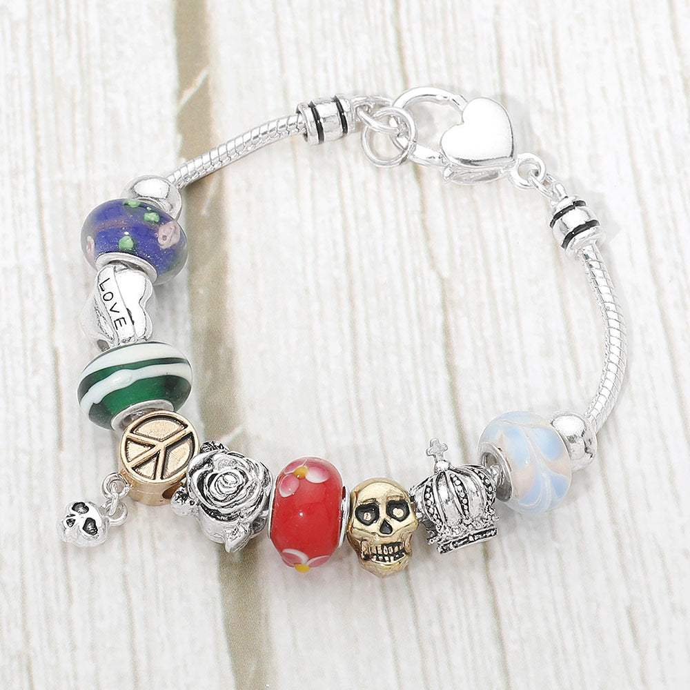 Multi Bead Love Flower Charm Bracelet - Madeline Love - Flyclothing LLC