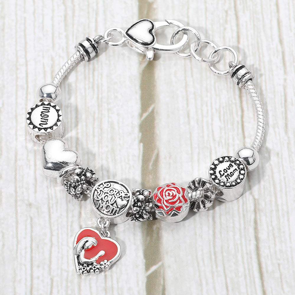 Love You Mom Charm Multi Bead Bracelet - Madeline Love - Flyclothing LLC