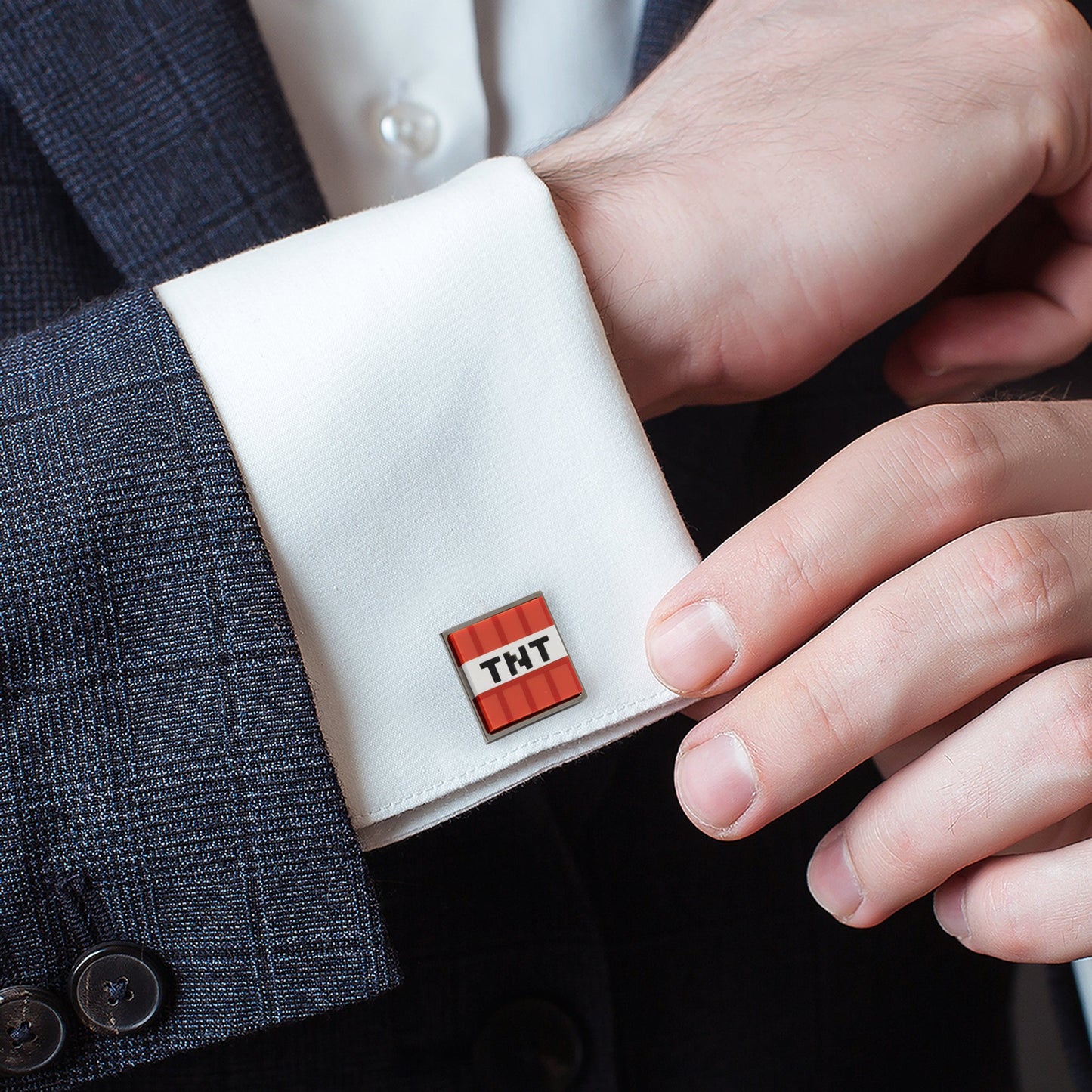 Minecraft Creeper and TNT Gunmetal Cufflinks - Cufflinks.com - Flyclothing LLC