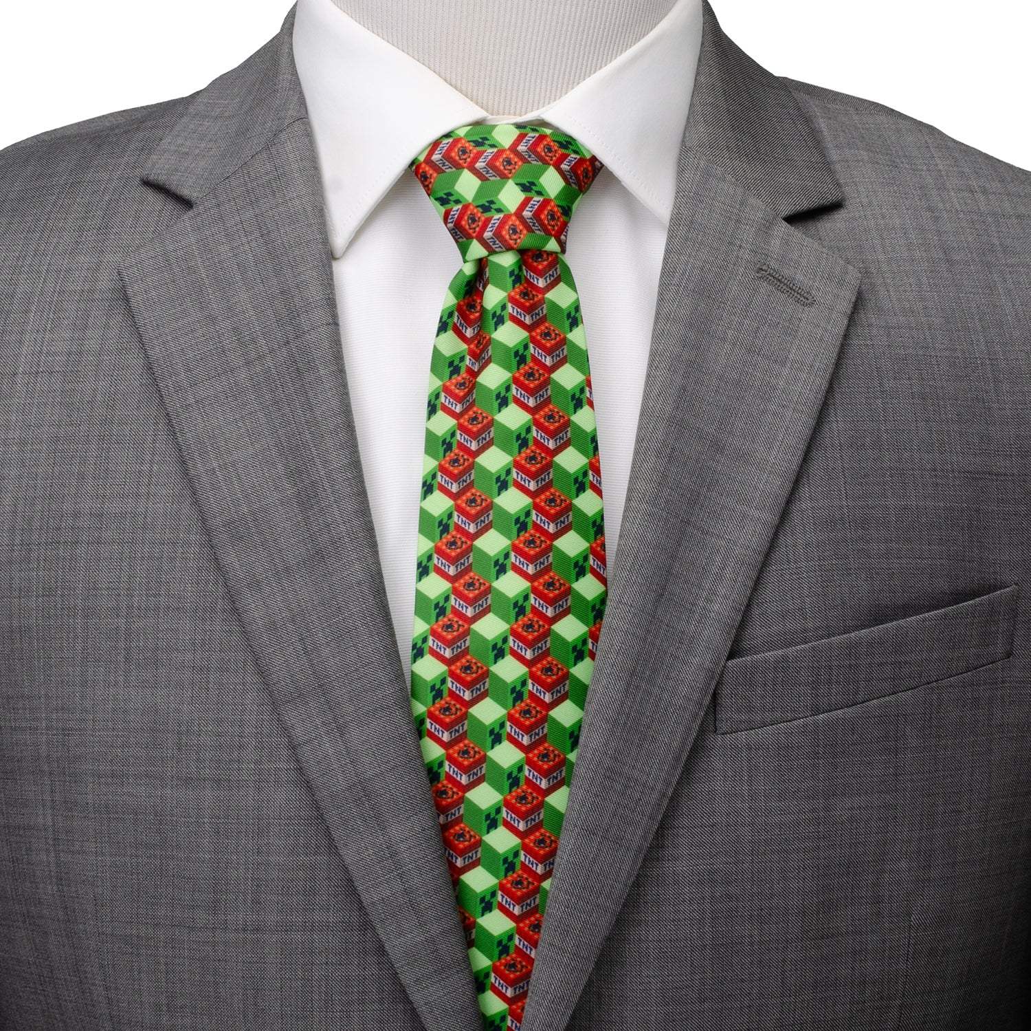 Minecraft Creeper TNT Isometric Green Men's Tie - Cufflinks.com - Flyclothing LLC