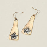 Textured Metal Starfish Charm Drop Plate Earrings - Madeline Love - Flyclothing LLC