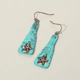 Textured Metal Starfish Charm Drop Plate Earrings - Madeline Love - Flyclothing LLC
