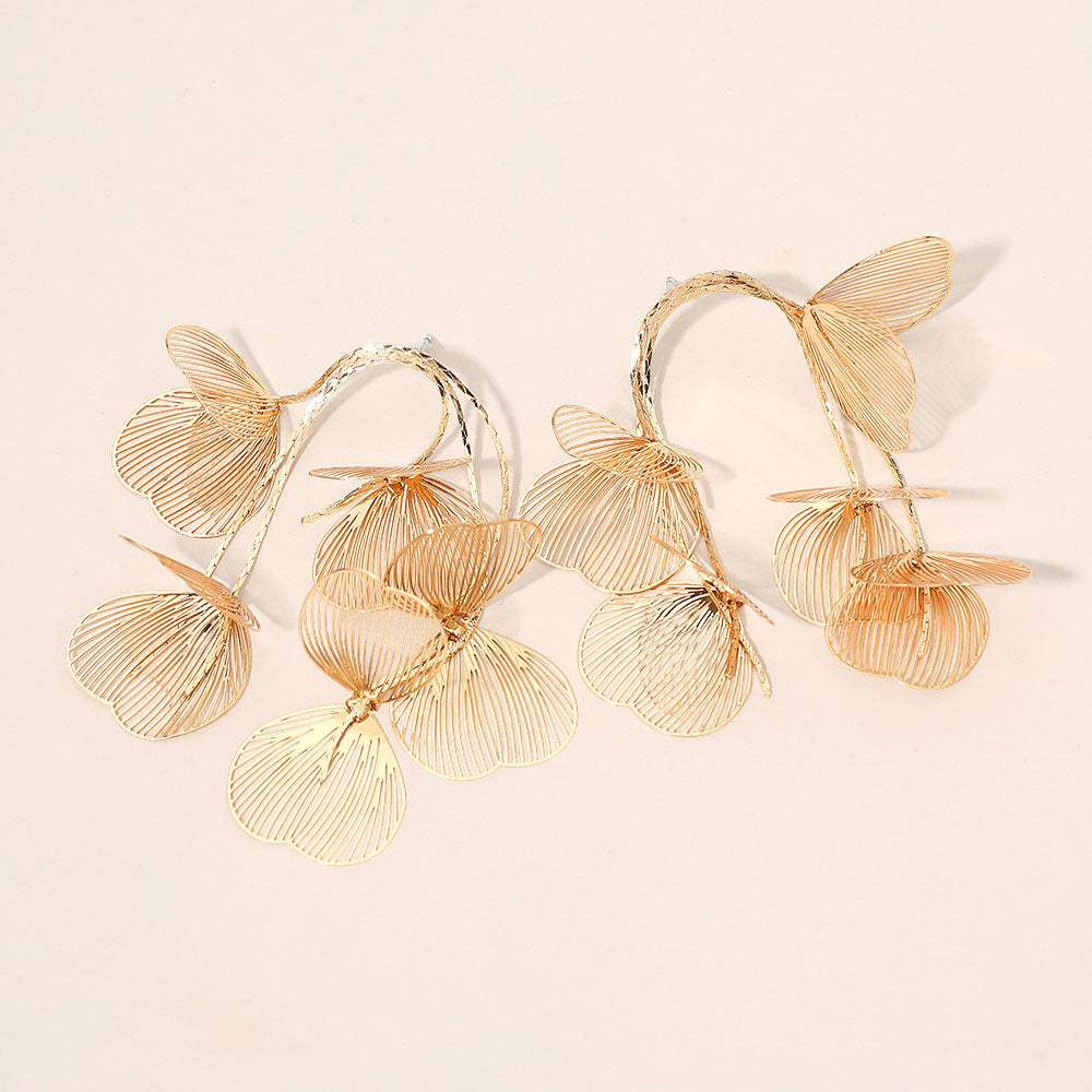 Metal Cutout Floral Wire Drop Earrings - Madeline Love - Flyclothing LLC