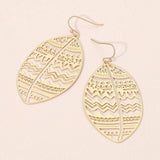 Brass Metal Tribal Pattern Cutout leaf Dangle Earrings - Madeline Love - Flyclothing LLC