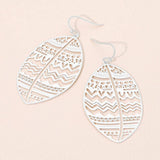 Brass Metal Tribal Pattern Cutout leaf Dangle Earrings - Madeline Love - Flyclothing LLC